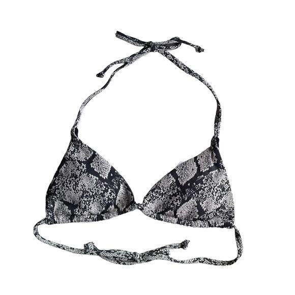 andie swim string bikini top snake print grey and cream women small - Picture 2 of 8